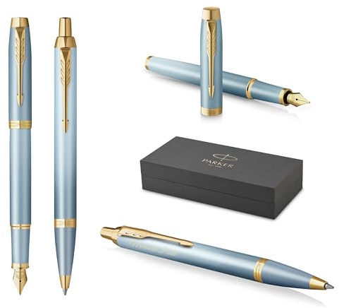 Parker IM Rituals Turquoise Green Kugelschreiber und Füllfederhalter mit Gravur | Premium Stift | Geschenkbox | personalisiert | Geburtstag (Druckkugelschreiber + Füllfederhalter, TURQUOISE GREEN)