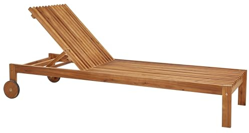 Tumbona rústica Moderna para jardín Exterior reclinable con Ruedas incorporadas de Madera de Acacia Clara Bellano