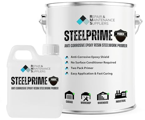 RMS Steelprime | Anti-Corrosive Epoxy Resin Primer for Steelwork & Metal | Heavy-Duty Protective Coating for Garages, Workshops, Factories & Industrial Applications