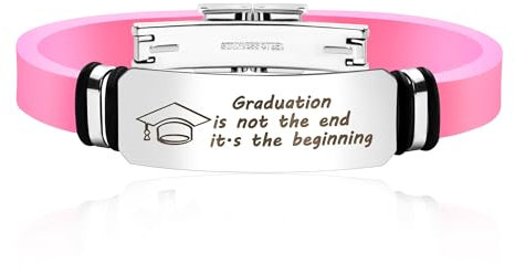 Uloveido Braccialetto in silicone impermeabile, regalo di laurea per lei – Personalizzato nome ID braccialetto impermeabile per uomo donna Best Friends SA5059, Metallo Silicone, Nessuna pietra