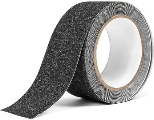 BGOBTY Nastro Antiscivolo per Gradini,Strisce Adesive Antiscivolo,5cmx10m,Nastro Adesivo Antiscivolo,Strisce Antiscivolo,nastro antiscivolo,esterno o interno per scale,pavimenti (Nero)