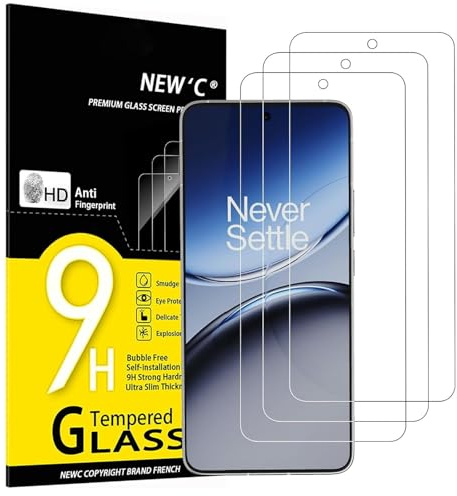 NEW'C 3 Pack, skärmskydd i glas för OnePlus Nord 4, bubbelfri, 9H hårdhet, 0,33 mm ultratransparent, ultrabeständigt härdat glas