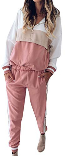 Sport ärm kläder sweatshirt casual set kvinnor kostym set långa byxor träningsoverall kvinnor kostymer och set byxor kostymer för kvinnor plus size bröllop, Rosa, S