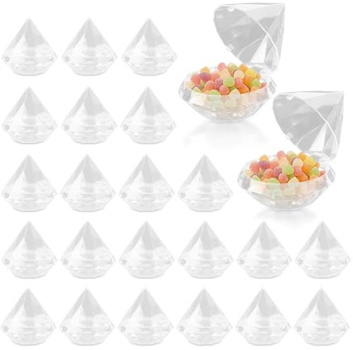 24 Stück Acryl Klar Süßigkeiten Box, Klare Diamant Förmige Süßigkeit Schachteln für Hochzeits Bevorzugungen, Kunststoff Transparente Aufbewahrung Box für Diamanthochzeit Party