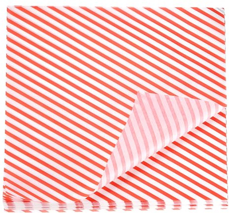 QUARKZMAN 200 Stück Quadratische Streifen Wachspapierblätter 11,81 x 11,81 Ölabsorbierendes Trockenlebensmittel Verpackungspapier für Einlagen Brot Hamburger Wrap Küche, Rot