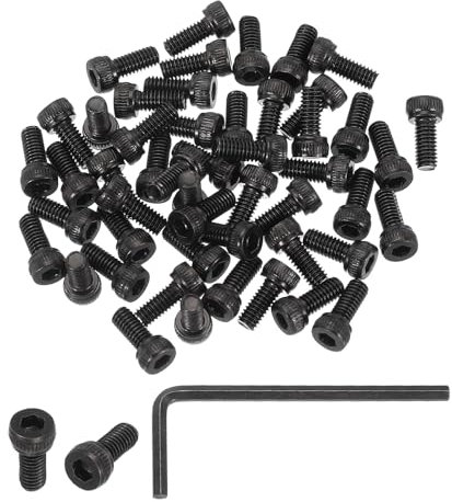 PATIKIL M4 x 10mm Viti A Testa Esagonale Con Innesto, 50 Pezzi 12.9 Grado Acciaio Al Carbonio Viti A Innesto Esagonale Con Chiavi Esagonali, Nero