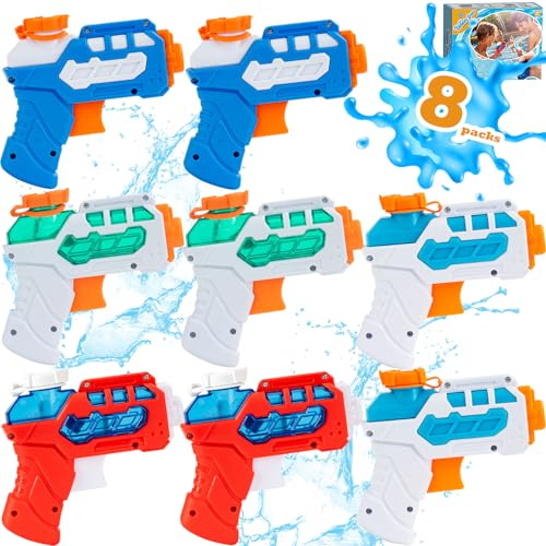 8 Pacchetti di Pistole ad Acqua per Bambini, Mini Pistola ad Acqua per Piscina Estiva, Giardino, Spiaggia, Giocattolo da Addestramento per Cani e Gatti - Confezione Regalo