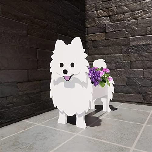 HUIBBGO Cute Dog Flower Pots Outdoor, Animal Shaped Planter, Wooden Planter Boxes for Garden Flowers Succulent Planter, Home Garden Decoration
