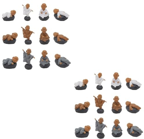 MAGICLULU 2sets Monk Statue Chinese Style Monk Sculpture Aquarium Decorations 12pcs*2