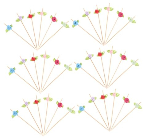 BESTOYARD 100piezas Palitos De Frutas y Flores Palillos Decorativos Para Aperitivos Palillos De Flores Para Bodas San Valentín y Decoración Navideña