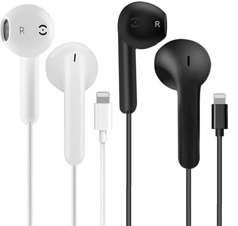 Écouteurs filaires pour iPhone avec connecteur Lightning, écouteurs intra-auriculaires certifiés Apple MFi avec microphone, compatibles avec iPhone 14 13 12 11 Pro Max X XS XR 8 7 Plus