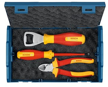 Bosch Professional Set di utensili - 3 pezzi (incl. 1 cacciavite VDE (PH1), 1 taglierino laterale diagonale VDE (160 mm) e 1 apribottiglie, in L-Boxx Mini)