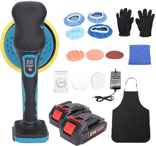 Car Polishers and Buffers, Cordless Car Polisher, 21V Electric Auto Polishing Machine with 8 Gears Home Cleaning Waxing Wood Sanding Rust Removal for Woodworking Metal Polishing Furniture Restoration