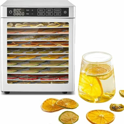 Essiccatore per alimenti, timer digitale elettrico regolabile | Temperatura fino a 185 °F | Funzione di mantenimento in caldo | Essiccatore per carne secca, carne, manzo, frutta e altro ancora.
