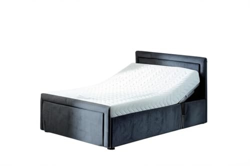 Electric Linning Adjustable Beds Mobility Velvet + Headboard + Mattress (Grey, 3ft single)