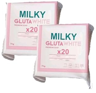 Gluta Milky White Bar Soap 20x – blekande rengöring och peeling, närande rengöringssvå, för strålande ren hud på ansikte och kropp (1, 2 st)