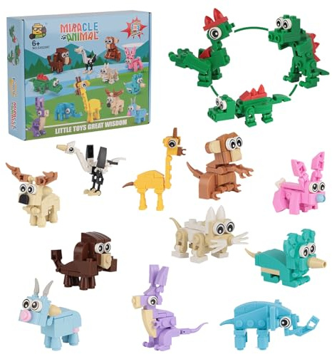 3 In 1 Bausteine Mini Tiere - 12 Pack Konstruktionsspielzeug, Fidget Toys, Geschenke für Kinder, Mitgebsel Kindergeburtstag, Für Klassenpreise, Party Mitgebsel, RüCkgabe Geschenke, MäDchen Jungen