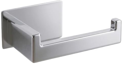 Self Adhesive Toilet Roll Holder Wall Mounted, Rust Resistant 304 Stainless Steel Toilet Paper Holder, Waterproof, Strong Adhesive, No Drill, Stick On Loo Roll Holder - Chrome Silver