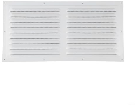 Rejilla de ventilación cuadrada de aleación de aluminio blanca con malla de nailon para conductos de pared y techo (200 x 400 mm)