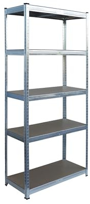 Relaxdays Scaffale carichi Pesanti in Acciaio, 5 Ripiani, 180x75x30 cm, Fino a 875 kg, Argento