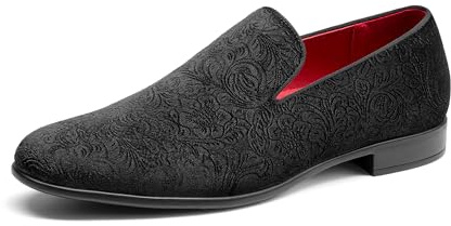 Bruno Marc Men's Dress Loafers Velvet Tuxedo Slip-on Shoes Party Wedding Red Bottom for Male,Size 10.5,Black,SBLS26007M