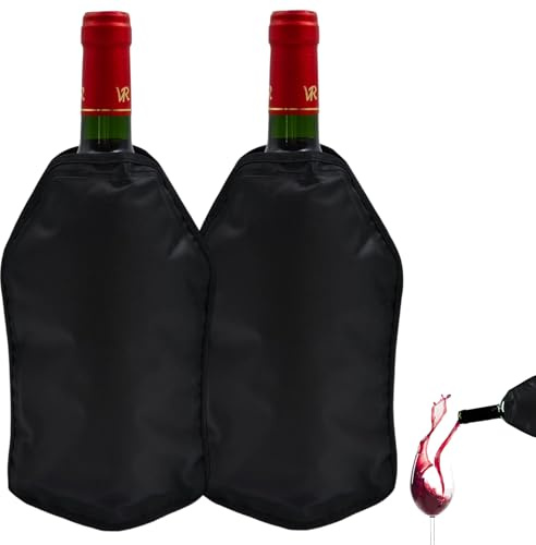 2Pack Wine Cooler Sleeves - Professional Insulated Beer & Champagne Freezer Sleeves, Black Thermal Bottle Cooling Bag Long Lasting Cold Retention Portable Design for Bevers Travel Parties,15.5 x 23 cm