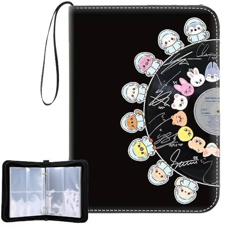 LUFEIS Sammelkarten Album Stray Kids, Stray Kids Photocard Binder, Kpop-Sammelalbum mit 4 Fächern, insgesamt 50 Seiten, Idol-Cartoon-Fotoschutzalbum