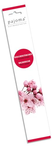 pajoma® Lot de 10 bâtonnets d'encens Cerise Sauvage - 28 cm - dans Un Emballage décoratif