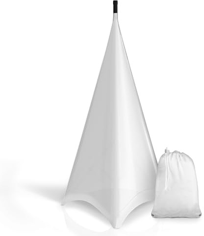 Pyle PSCRIM3W Universal-Beleuchtungsstativ, dreiseitiger DJ-Lautsprecher/Lichtstativ, mit Klettverschluss, Tasche, aus dehnbarem Lycra-Spandex, passend für Ständer bis zu 190,5 x 109,2 cm, Weiß