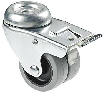 Cofan Roulette double en polypropylène avec trou traversant de 12 mm et frein | Diamètre de 50 mm | Pour des poids de jusqu'à 70 kg