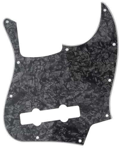 Musiclily Pro 5-Saiter 10 Löcher J Bass Pickguard JB-style Schlagbrett für Fender Mexican Jazz Bass, 4 lagig Black Pearl | Modern, für Fender Mexican Jazz Bass