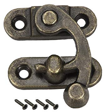 sourcing map 2 Stück Antiker Vintage Schnell Verschluss Rechte Riegelhaken Haspe Riegel 33mm x 28mm Schwingenriegel Bronze mit Schrauben