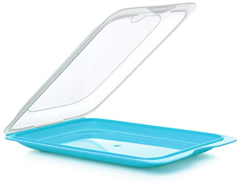 Tatay Porta Embutidos Fresh | 1 Unidad Estándar | Tupper Embutido Nevera | Apilable, Tapa Extraíble | Apto Congelador, Lavavajillas y Microondas | Libre de BPA, 17 x 3,2 x 25,2 cm, Color Azul