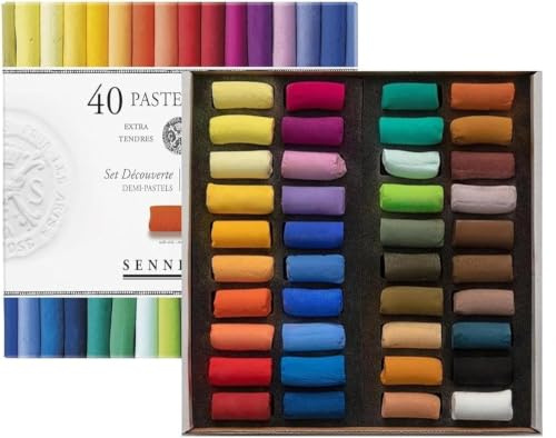 Sennelier juego de pastel seco 40 semipasteles tiernos con el ecu Pastel Extra Fins y 1 cartas
