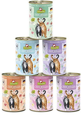 GranataPet DeliCatessen Multipack 1, Nassfutter für Katzen im Probierpaket, Alleinfuttermittel ohne Getreide, Katzenfutter mit hohem Fleischanteil & hochwertigen Ölen, 6 x 400 g