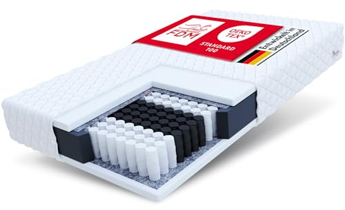 FDM Borneo Matratze 90x200 7-Zonen Taschenfederkernmatratze Härtegrad H3 Polyurethanschaum 17 cm Höhe Zweiseitig Abnehmbarer Bezug Waschbar