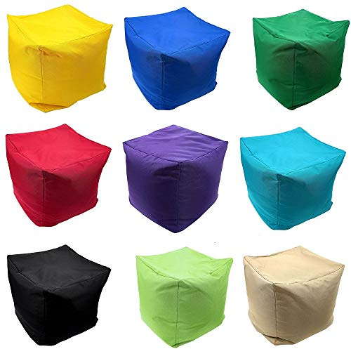 ComfyTrends Waterproof Cube Bean Bag Indoor Outdoor Footstool Square Pouffe Medium Size 40 x 40 x 40 cm Beanbag (Dark Grey, Medium (40 x 40 x 40 cm))