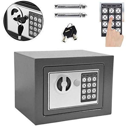 Tresor Elektronik Zahlenschloss 4.6L(23 x 17 x 17 cm) Grau Klein Tresor Digital PIN-Code Minisafe Wandtresor Möbeltresor Einfache Operation für Zuhause/Büro/Hotel