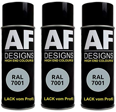 Alex Flittner Designs 3X Ral Pintura en Espray Pintura Coche Laca Colorida Lata de Aerosol RAL7001 Gris Plata Mate