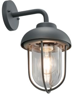 meineWunschleuchte Außen-Wandleuchte in Anthrazit Vintage Wandlaterne | mit E27 LED, Höhe 33cm, Aluminium mit Glas, Schutzklasse IP44, Fassadenbeleuchtung Hauswand, Außenlaterne hängend