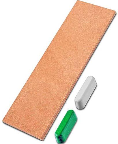 LAVODA Leather Honing Strop for Knife Sharpening with Polishing Compound 3 Inch by 12 Inch Double Sided Stropping Leather Knife Strop and Stropping Compound for Woodcarving Knife Polishing Sharpening