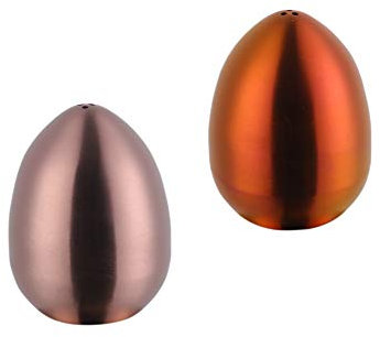 Meisha Salero y pimentero, dispensador de sal y pimienta en forma de huevo de acero inoxidable, perfecto para Himalaya, sal de mesa, pimienta blanca y negra (juego de 2) – oro rosa/arco iris