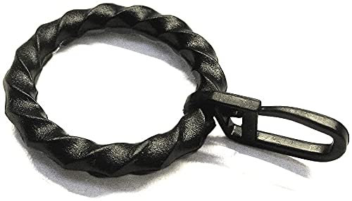 Gardinenringe, Vorhangringe mit Faltenhaken, schwarz Ø innen 32, außen Ø 43 mm, Kunststoff - verwendbar für Rohre und Gardinen Stangen Ø 16 mm - 20 mm (100 Stück)