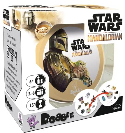 Asmodee, Dobble Star Wars The Mandalorian, DE-Version, Familienspiel, Kartenspiel, Schnelles und lustiges Gesellschaftsspiel für die ganze Familie, 2-8 Spieler, ab 6 Jahren, 15 Minuten