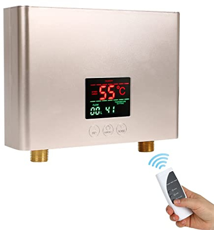 AYYDS Instant Water Heater Electric Tankless Hot Water Heater with Touch and Remote Control, 3KW 220V Mini Constant Thermostatic Heating for Kitchen Bathroom Sink (Rose Gold)