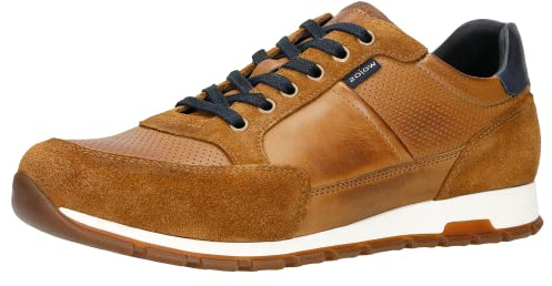 WOJAS - Herren Sneakers I Leder I Weiches Innenfutter I Dunkelblaue Akzente I Praktisch und Bequem I 10051-73 - Hellbraun, Gr. 43