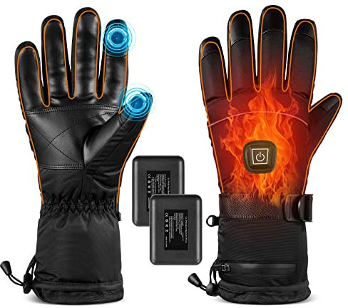 BESPORTBLE Beheizbare Handschuhe für Herren Damen: 3 Stufige Beheizte Ski Handschuhe, Touchscreen, wasserdichte Zum Klettern, Camping, Wandern, Radfahren 1Pcs, L