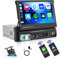 Hikity 7'' Radio de Coche1 DIN con Inalámbrica Carplay/Android Auto, Autoradio Bluetooth con HD Pantalla Táctil Retráctil Enlace Espejo EQ FM Mic Control en el Volante+ Cámara Trasera