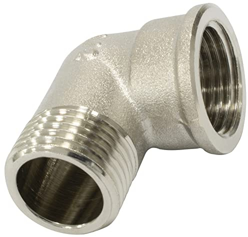 AERZETIX - C66743 - Codo en latón 90° 1/2'' x 1/2'' macho/hembra - racor para tubos roscado para atornillar - acabado niquelado/mate
