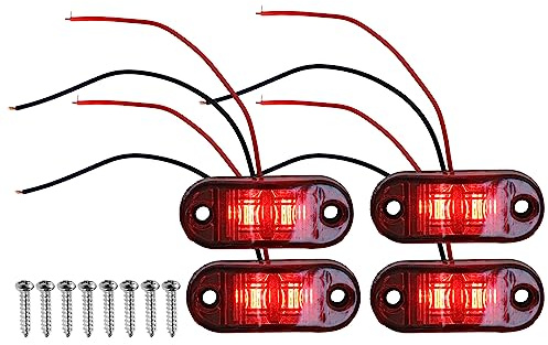 A ABSOPRO Front Rear Side Marker Light 2 LED for Truck Camper Red